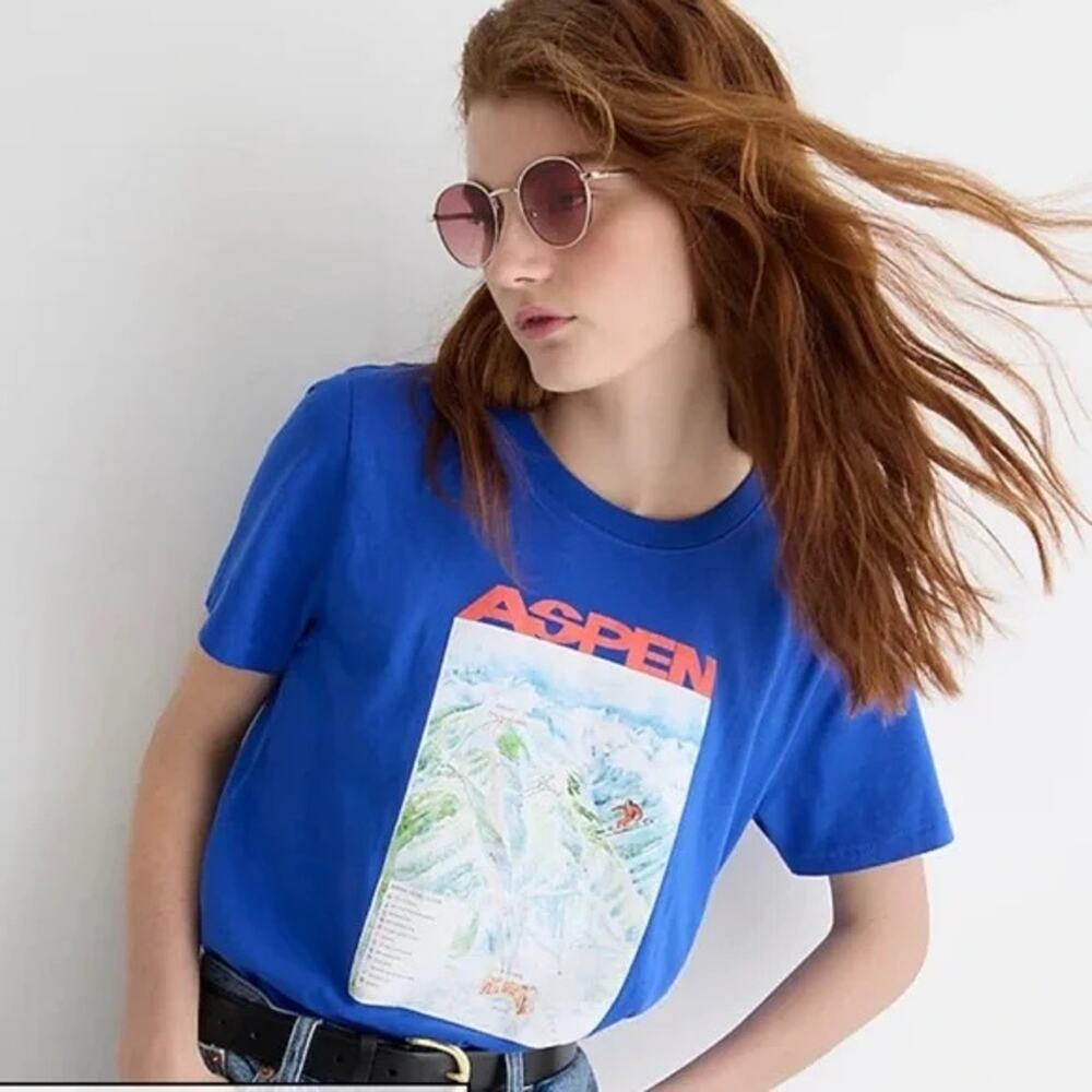 NWT J. Crew Women Aspen Broken-In Jersey T-Shirt Short Sleeves Regal Blue Size S